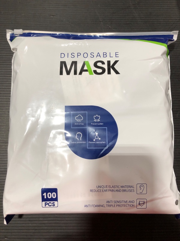 Photo 1 of LOT OF 17 BAGS OF DISPOSABLE FACE MASKS, 100 PCS. BLACK. 