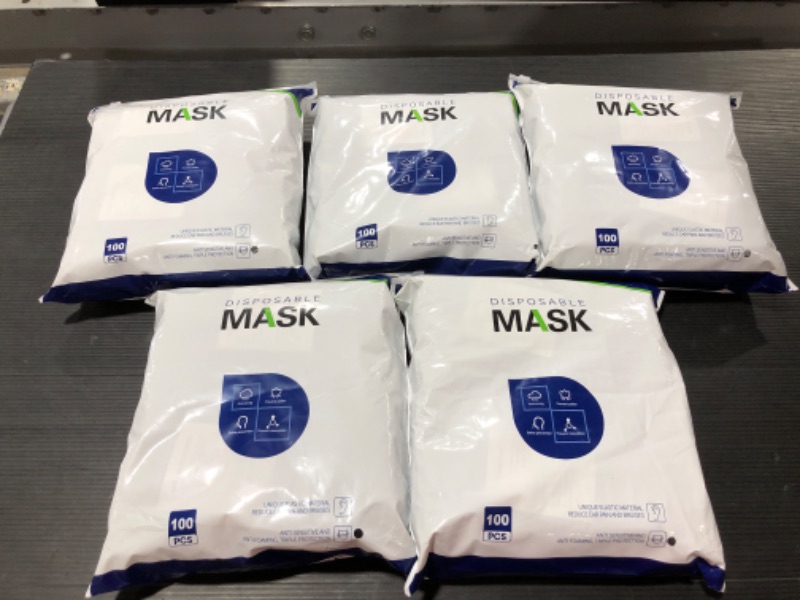 Photo 1 of LOT OF 17 BAGS OF DISPOSABLE FACE MASKS, 100 PCS. BLACK. 