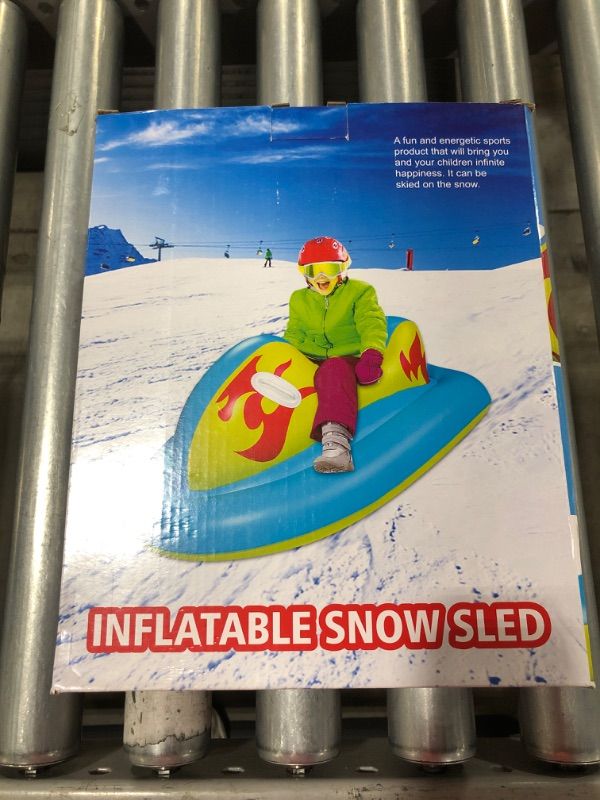 Photo 3 of Inflatable Snow Tube for Kids and Adults, Heavy Duty Winter Snow Sled Made by Thickening Material of 0.45mm, Giant Snow Toys for Winter Sport Fun - 50 Inch
