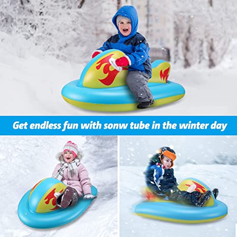 Photo 2 of Inflatable Snow Tube for Kids and Adults, Heavy Duty Winter Snow Sled Made by Thickening Material of 0.45mm, Giant Snow Toys for Winter Sport Fun - 50 Inch
