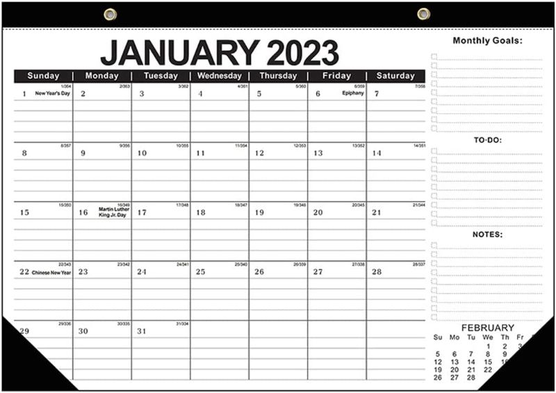 Photo 1 of 2022-2023 Wall Calendars Yearly Monthly Desk Calendar Pad with Julian Date 2022 July-2023 Dec 17" x 12" Inches (Black)
