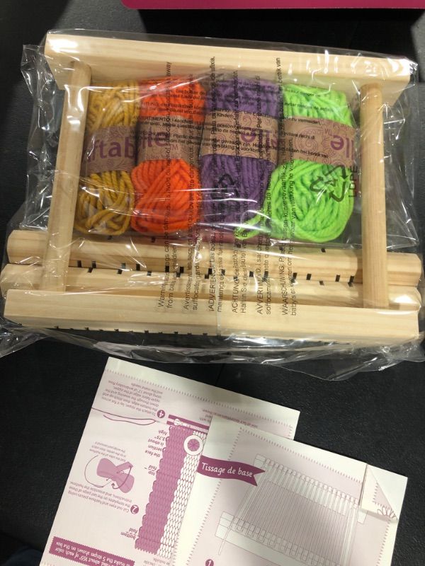 Photo 2 of Craftabelle – Wooden Loom Creation Kit – Beginner Knitting Loom Kit – 19pc Weaving Set with Yarn and Frame – DIY Craft Kits for Kids Aged 8 Ye
