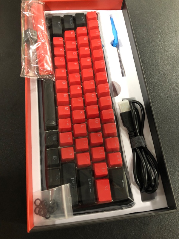 Photo 2 of BOYI Wired 60% Mechanical Gaming Keyboard,Mini RGB Cherry MX Switch PBT Keycaps NKRO Programmable Type-C Keyboard for Gaming and Working (Black Red Rose Color,Cherry MX Red Switch)
