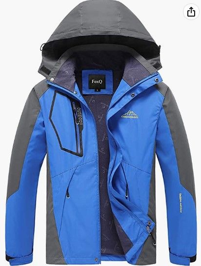 Photo 1 of FoxQ Men's Spring Waterproof Jacket with Hood Lightweight Softshell Warm Windbreaker Outdoor Sport Hiking Rain Coat SMALL
