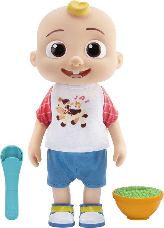 Photo 1 of CoComelon Deluxe Interactive JJ Doll - Includes JJ, Shirt, Shorts, Pair of Shoes, Bowl of Peas, Spoon- Toys for Preschoolers
