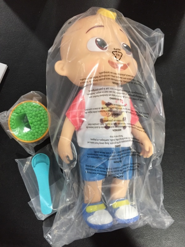 Photo 2 of CoComelon Deluxe Interactive JJ Doll - Includes JJ, Shirt, Shorts, Pair of Shoes, Bowl of Peas, Spoon- Toys for Preschoolers
