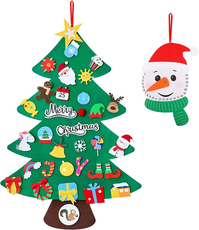 Photo 1 of Christmas Decorations Felt Christmas Tree Set and Cute Snowman Advent Calendar - 35 Pcs
