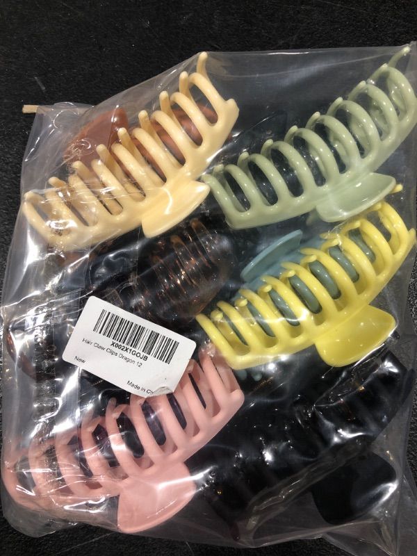 Photo 2 of 12 Color Large Matte Hair Claw Clips - 4.3 Inch Nonslip Big hair clamps, Perfect Jaw Hair Accessories for Women Thick Hair