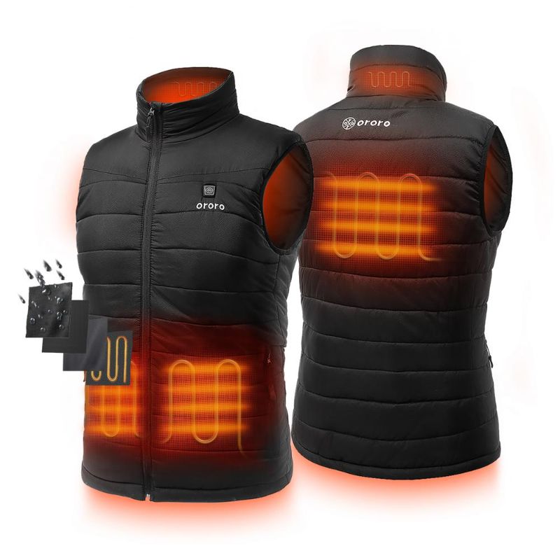 Photo 1 of ORORO Men's Large Black 7.2-Volt Lithium-Ion Lightweight Heated Vest with (1) 5.2 Ah Battery and Charger Size-L