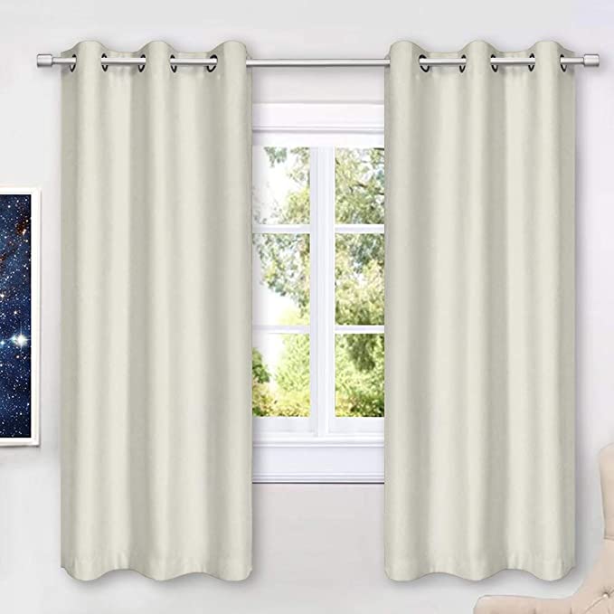 Photo 1 of Blackout Bedroom Window Curtains Drapes - Antique Copper Thermal Insulated Privacy Protect Curtains Drpaeries for Living Room, 2 Panels, 42 x 63 Inch, Cream White
