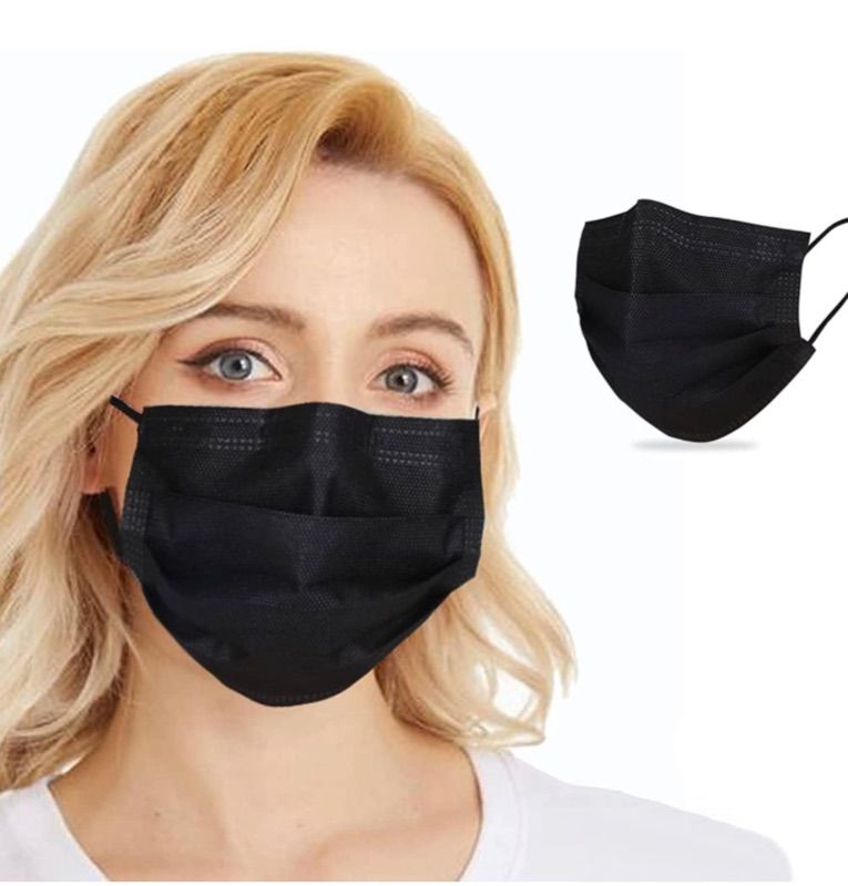 Photo 1 of 2pck Disposable Face Mask 50 Pack 3 Ply Protective Mouth Cover Dust Soft Breathable Safety Masks for Adult with Elastic Earloop