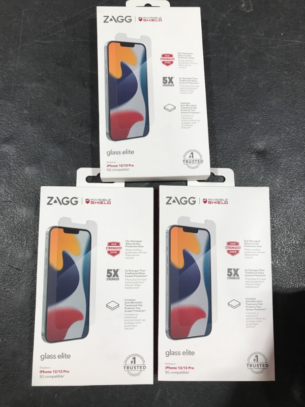 Photo 2 of 3pck ZAGG Apple iPhone 13/13 Pro InvisibleShield Glass Elite Screen Protector