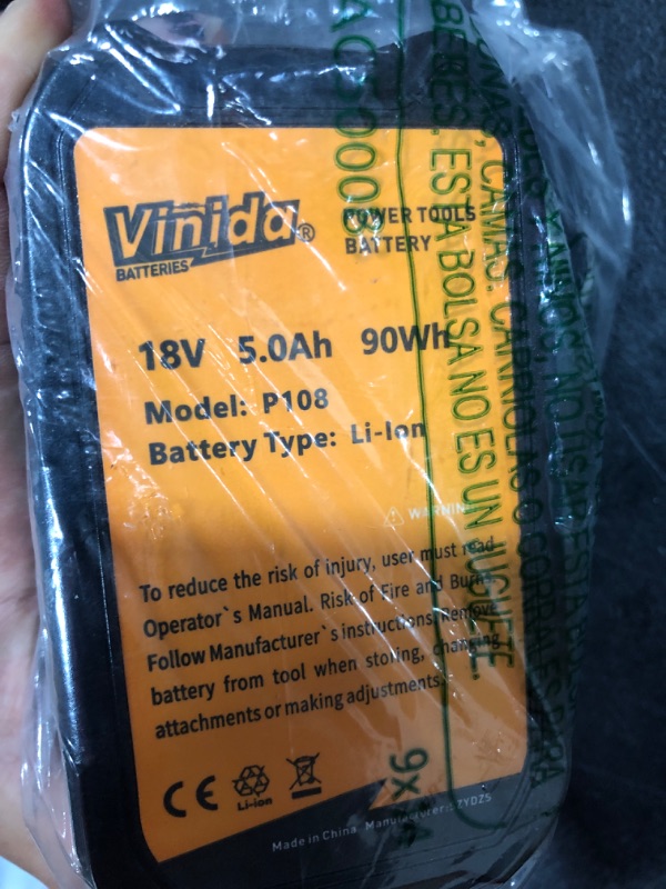 Photo 2 of 2pck 18v 5.0ah Vinida battery 