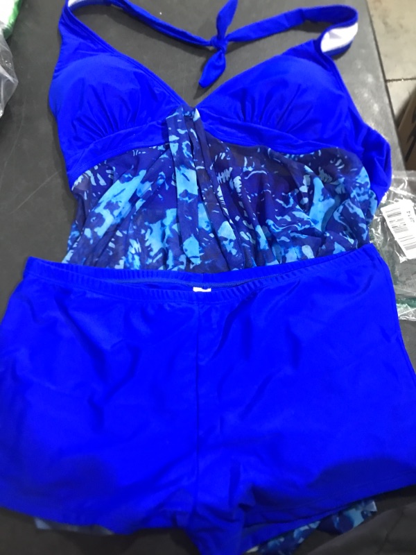 Photo 2 of Yanekop Womens Tummy Control Swimdress Tankini Set Slimming Swimsuit with Boyshort SIZE 2XL