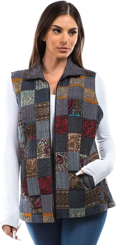 Photo 1 of Young Threads Women's Quilted Patchwork Vests Jacket For Winter
SIZE SMALL M 