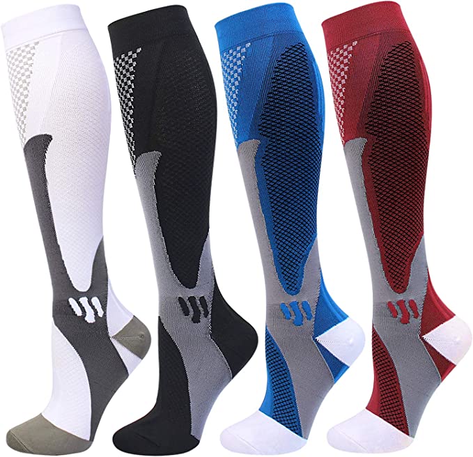 Photo 1 of 4 Pairs Compression Socks for Men and Women 20-30 mmHg Compression Stockings
LARGE 