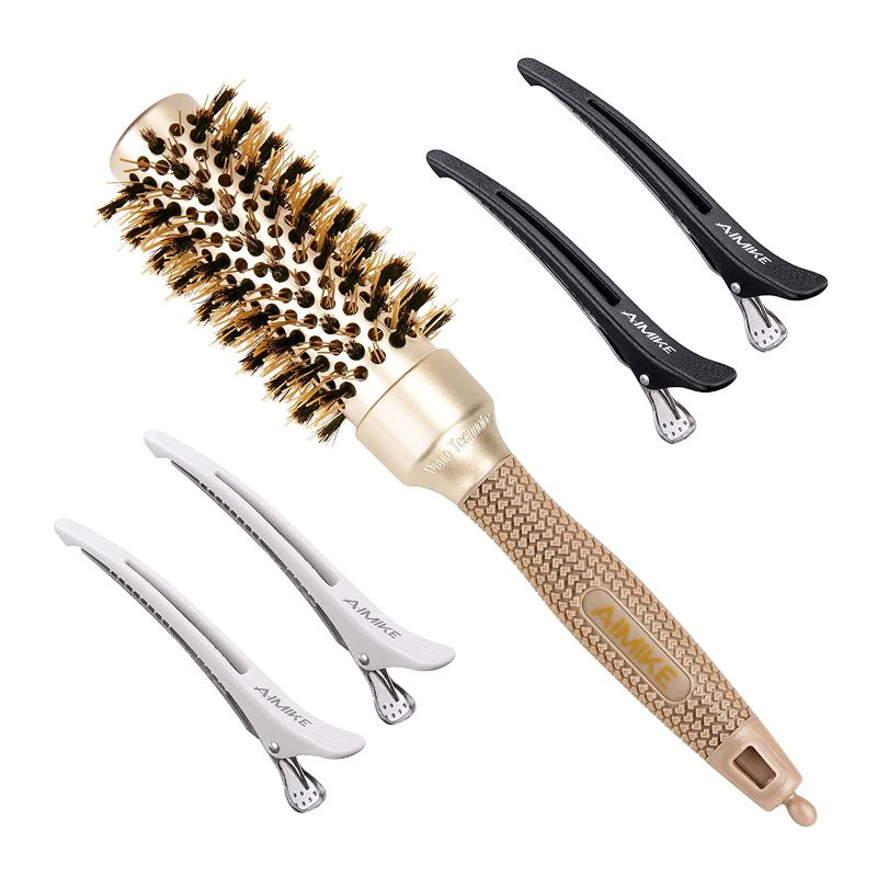 Photo 1 of AIMIKE Round Brush for Women Blow Drying, Nano Thermal Ceramic & Ionic Tech Hair Brush, Small Round Barrel Brush with Boar Bristles, Professional Roller Brush for Styling and Blowout Volume, 1.3 Inch
