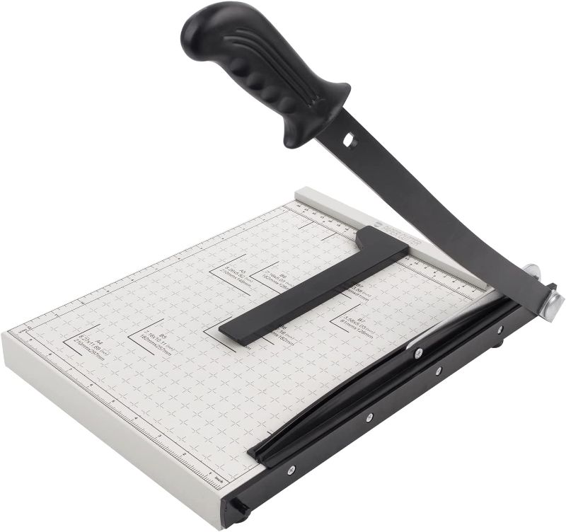 Photo 1 of ZEQUAN A4 Paper Cutter, Stack Paper Trimmer Guillotine 13” Cutting Length, Commercial Grade Guillotine Paper Slicer Cutter, 10 Sheet Capacity, for Office Home or School
