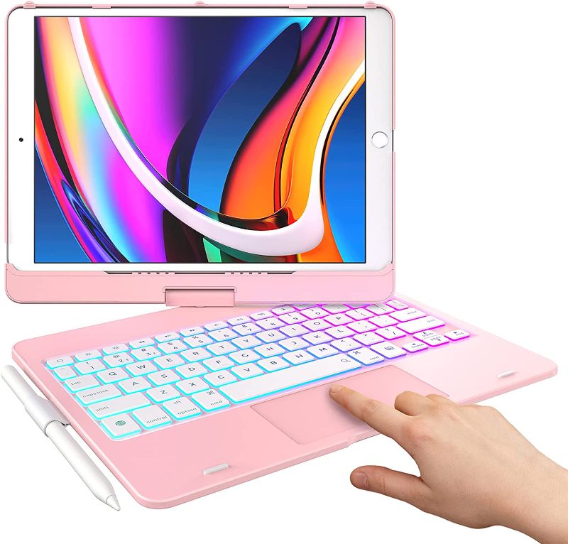 Photo 1 of typecase Touch Case with Keyboard for iPad 9th Generation (10.2", 2021), Multi-Touch Trackpad, 10 Color Backlight, 360° Rotatable, Thin & Light for iPad 8th Gen (2020), 7th Gen (2019), Air 3, Pro 10.5
