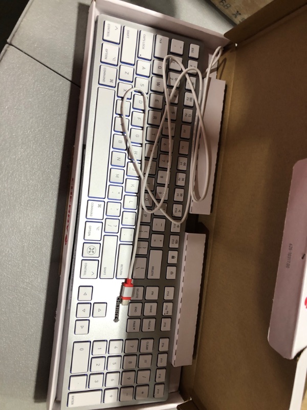 Photo 2 of CHERRY KC 6000 C Slim Keyboard Made with Mac Layout. Scissor Tech Typing for Near Silent. Alternative to Magic Keyboards. USB-C Wired. US Layout White and Silver.