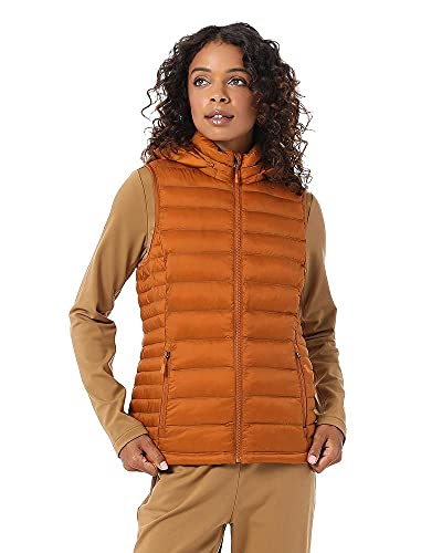 Photo 1 of 32 Degrees Women’s Ultra-Light Down Alternative Water-Repellent Packable Puffer Vest Outerwear with Zipper, Orange, X-Small
