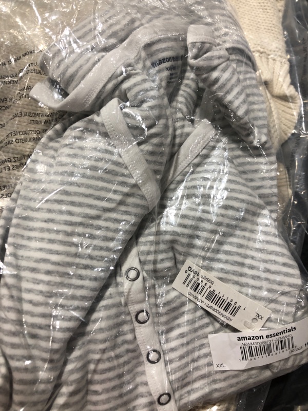 Photo 1 of Amazon Essentials Women's Nursing Slim-Fit Henley Shirt XX-Large White/Grey Heather, Mini Stripe
