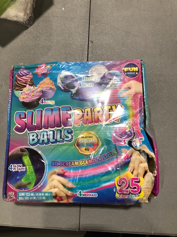 Photo 2 of Kids Fluffy Slime Party Favor FunKidz 25 Pack Slime Kit for Girls Boys Includes Butter Unicorn Mermaid Glow in the Dark Galaxy Clear Slime Balls Grea