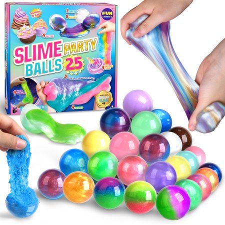 Photo 1 of Kids Fluffy Slime Party Favor FunKidz 25 Pack Slime Kit for Girls Boys Includes Butter Unicorn Mermaid Glow in the Dark Galaxy Clear Slime Balls Grea