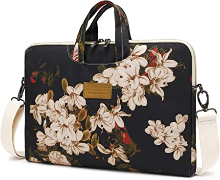 Photo 1 of Dachee Black Peony Patten Waterproof Laptop Shoulder Messenger Bag Case Sleeve for 14 Inch 15 Inch Laptop Case Laptop Briefcase 15.6 Inch
