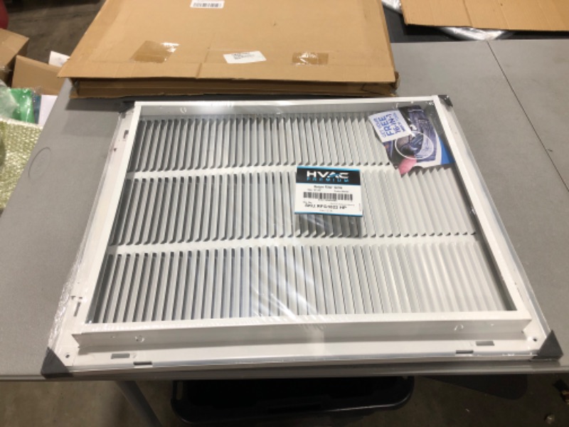 Photo 2 of 18" X 22" Steel Return Air Filter Grille for 1" Filter - Easy Plastic Tabs for Removable Face/Door - HVAC DUCT COVER - Flat Stamped Face -White [Outer Dimensions: 19.75w X 23.75h]