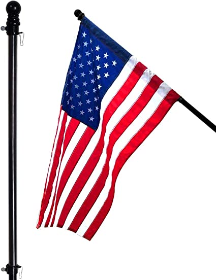 Photo 1 of Anley 56" Pine Wooden House Flagpole - for Sleeve House Flags (28" x 40") - Wood Flag Pole with Tangle Free Design, Rotating Rings and Anti-Wrap Tube (Black)