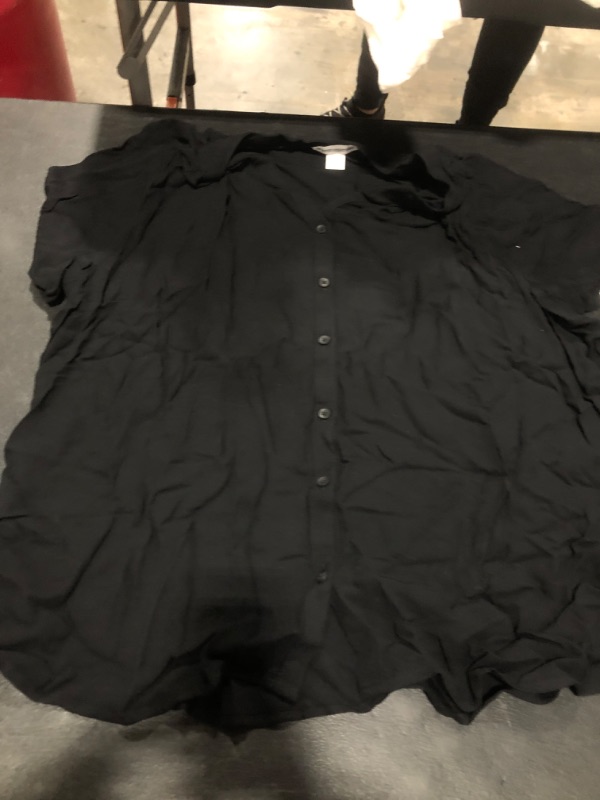 Photo 1 of Amazon Essentials Women's Short-Sleeve Woven Blouse XX-Large Black