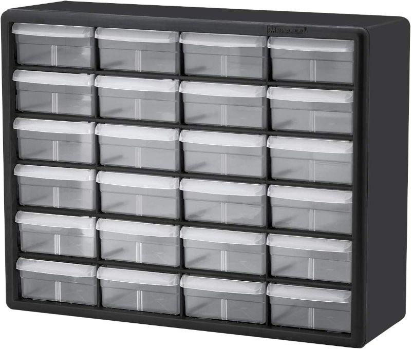 Photo 1 of Akro-Mils 24 Cabinet , Plastic Parts Storage Hardware and Craft Cabinet, (20-Inch W x 6-Inch D x 16-Inch H), Black