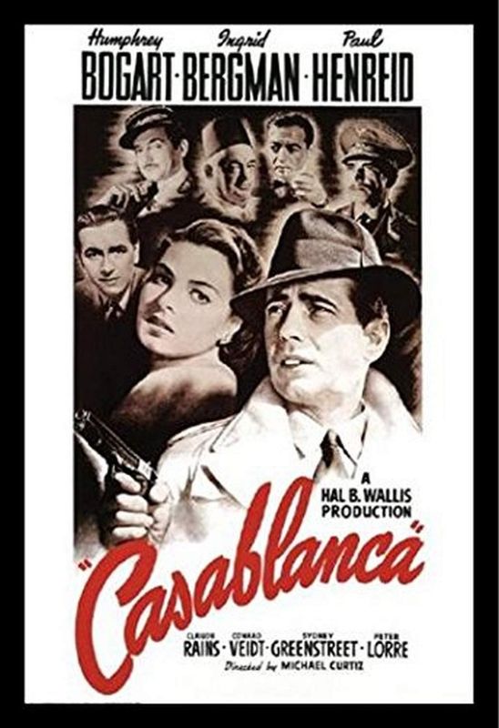 Photo 1 of buyartforless Framed Casablanca Bogart Bergman Henreid Romantic Movie poster, 38"" X 26""", multicolor
