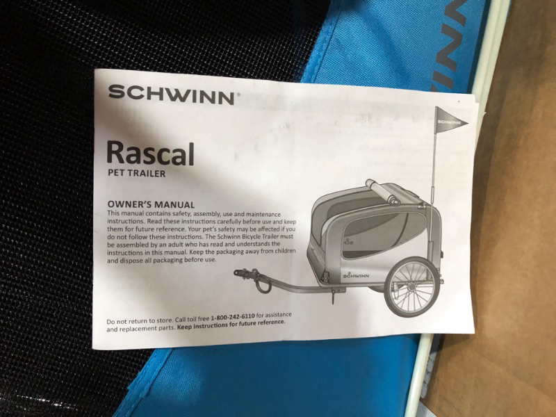 Photo 2 of **See Notes** 
Schwinn Rascal Bike Pet Trailer, (Up to 50lbs) Blue