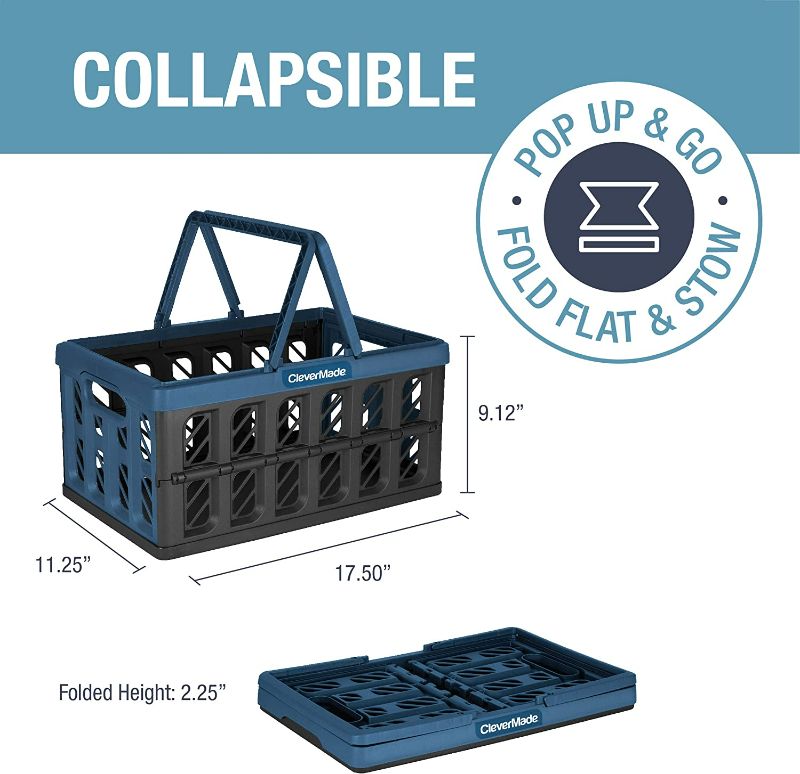 Photo 1 of ***DAMAGED - SEE PICTURES***
CleverMade Eco 24L Collapsible Reusable Plastic Grocery Shopping Baskets