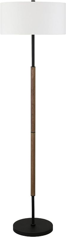 Photo 1 of **SEE NOTES**
Henn&Hart 2-Light Floor Lamp with Fabric Shade in Blackened Bronze/Rustic Oak/White, Floor Lamp for Home Office, Bedroom, Living Room, 61" Tall
