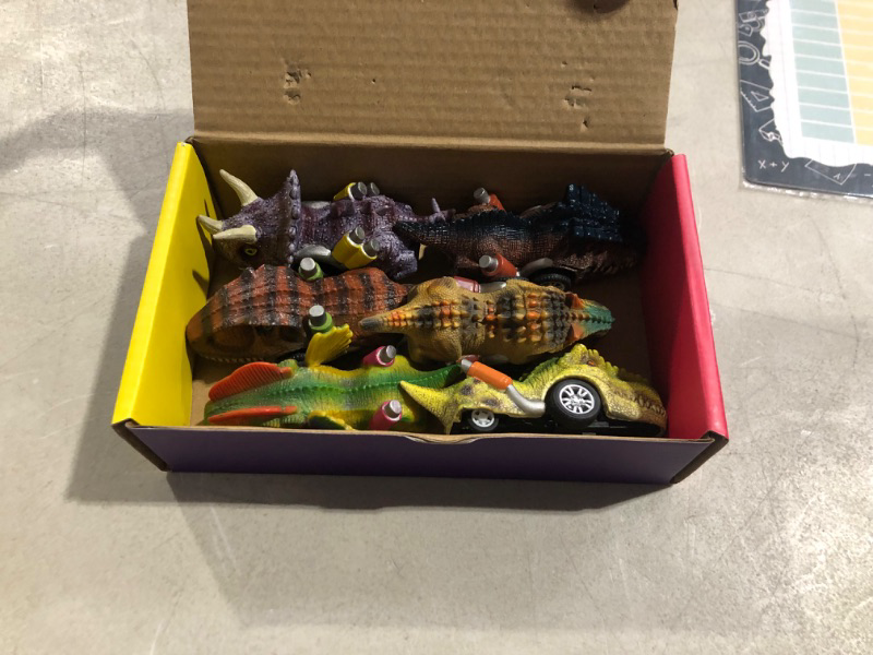 Photo 2 of (Bundle of 2) DINOBROS Dinosaur Pull Back Toy Cars, 6 Pack