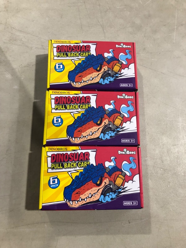 Photo 3 of (Bundle of 3) DINOBROS Dinosaur Pull Back Toy Cars, 6 Pack