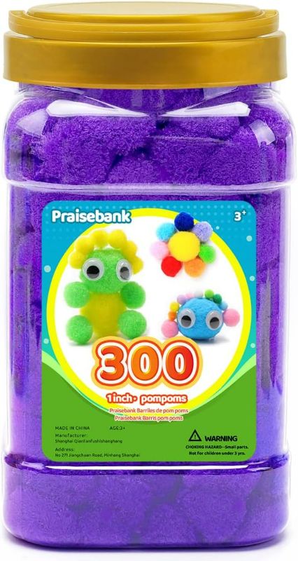 Photo 1 of (Bundle of 3, 900pcs total) Praisebank Purple Pom poms,300pcs,1inch/2.5cm