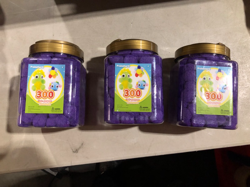 Photo 2 of (Bundle of 3, 900pcs total) Praisebank Purple Pom poms,300pcs,1inch/2.5cm