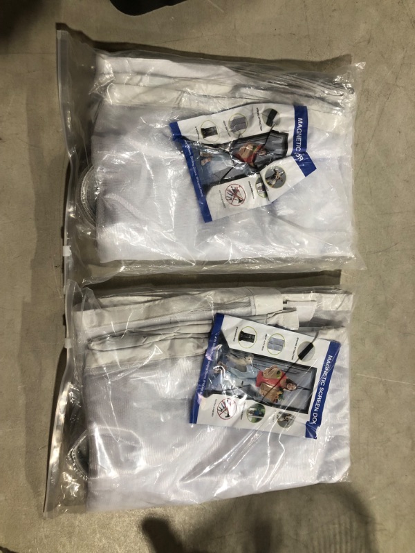 Photo 1 of (Bundle of 2) YUFER White Magnetic Screen Door Fits Door Size 38×96 Inches