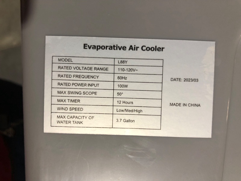 Photo 4 of * item used * item missing pieces * sold for parts * repair *
Evaporative Cooler, VAGKRI 2100CFM, 8 Gallon