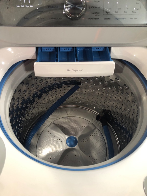 Photo 10 of ***USED AND DIRTY - POWERS ON - UNABLE TO TEST FURTHER***
GE 5.0 cu. ft. High-Efficiency Smart White Top Load Washer with Microban Technology, ENERGY STAR