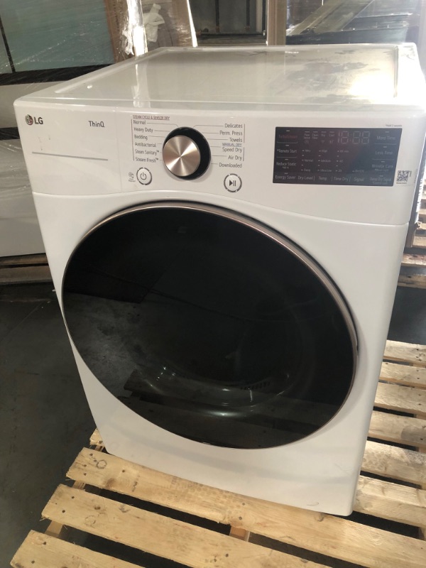 Photo 1 of **MISSING POWER CORD UNABLE TO TEST**  LG 7.4 cu. ft. Ultra Large Capacity Smart wi-fi Enabled Front Load Electric Dryer with TurboSteam™ and Built-In Intelligence