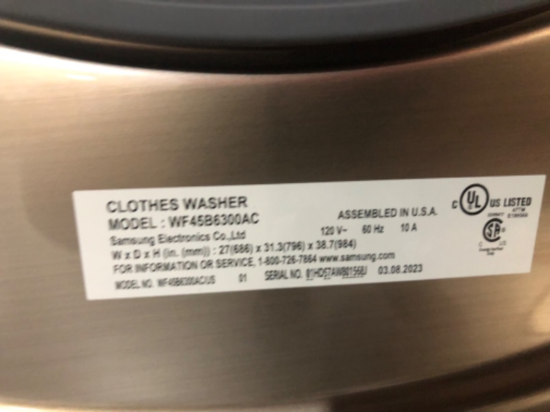 Photo 3 of **USED** TESTED POWERS ON UNABLE TO TEST FULLY  SAMSUNG  4.5 cu. ft. Large Capacity Smart Front Load Washer with Super Speed Wash - Champagne