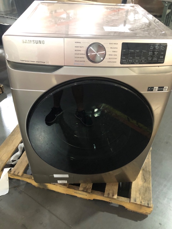 Photo 1 of **USED** TESTED POWERS ON UNABLE TO TEST FULLY  SAMSUNG  4.5 cu. ft. Large Capacity Smart Front Load Washer with Super Speed Wash - Champagne