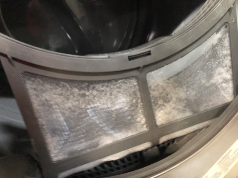 Photo 4 of **USED, HAS SOME DAMAGE**  SAMSUNG 7.5 cu. ft. Smart Electric Dryer with Steam Sanitize+ in Champagne