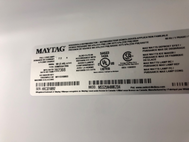 Photo 1 of 36-INCH WIDE SIDE-BY-SIDE REFRIGERATOR - 25 CU. FT.