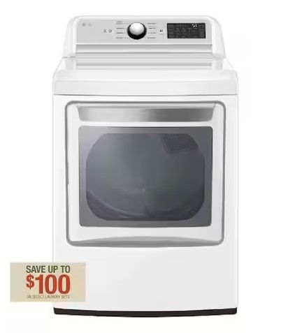 Photo 1 of LG 7.3 cu. ft. Vented SMART Electric Dryer in White with EasyLoad Door and Sensor Dry Technology